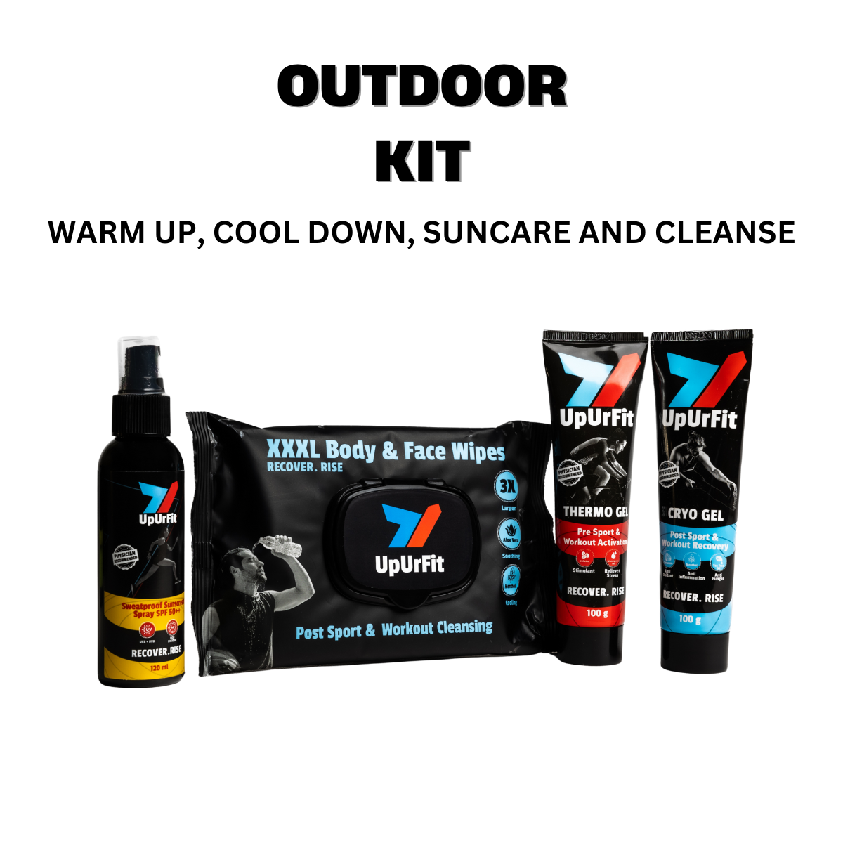 Outdoor Sports Kit (Thermo Gel, Cryo Gel, XXXL Body Wipes, Sunscreen)