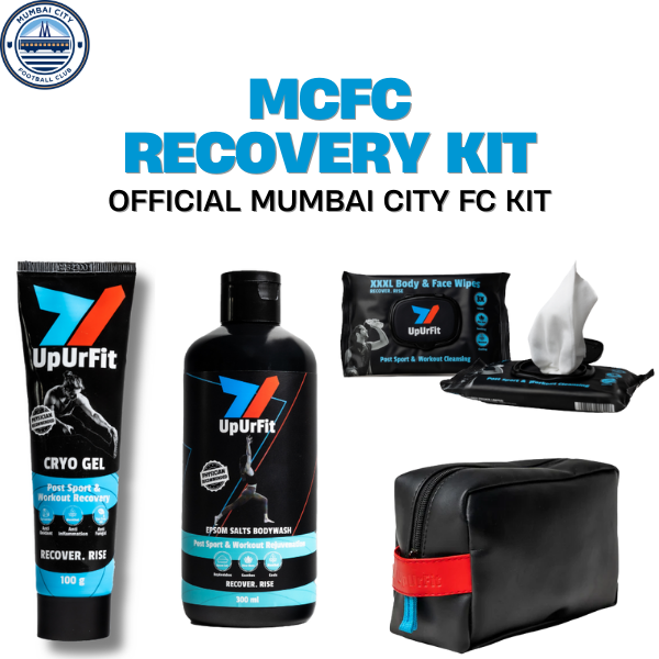 Mumbai City FC X UpUrFit Recovery Kit (Cryo Gel, Epsom Salts Body Wash, XXXL Body & Face Wipes) + Premium Pouch Free!